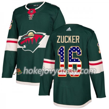Pánské Hokejový Dres Minnesota Wild Jason Zucker 16 2017-2018 USA Flag Fashion Zelená Adidas Authentic